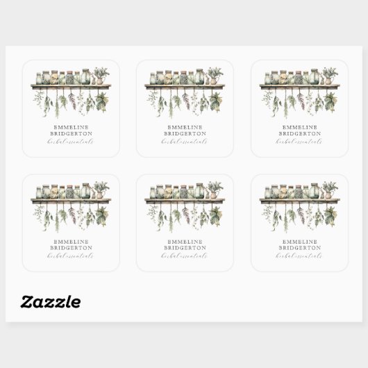 Herbalist Botanical Apothecary Product  Vierkante Sticker (Vel)