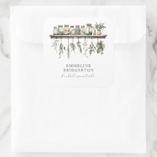 Herbalist Botanical Apothecary Product Vierkante Sticker (Tas)