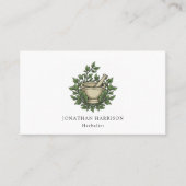 Herbalist Geïllustreerde Mortar Pestle Kruiden Visitekaartje (Voorkant)