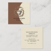 Herbalist Geïllustreerde Mortar Pestle Leafy Vines Vierkante Visitekaartje (Voorkant / Achterkant)