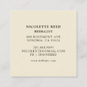 Herbalist Geïllustreerde Mortar Pestle Leafy Vines Vierkante Visitekaartje (Achterkant)