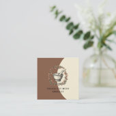 Herbalist Geïllustreerde Mortar Pestle Leafy Vines Vierkante Visitekaartje (Staand voorkant)