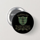 herbalist groene heks ronde button 5,7 cm (Voorkant /achterkant)