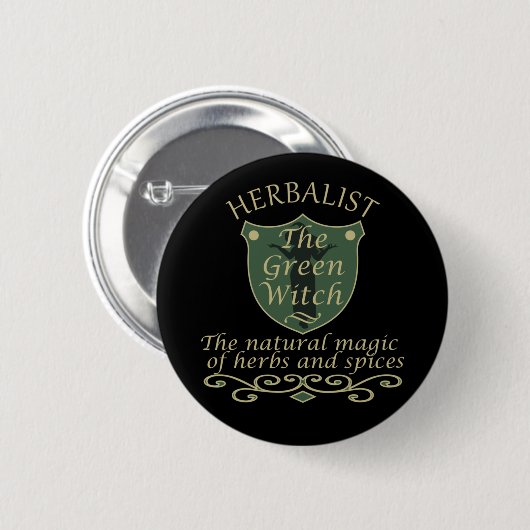 herbalist groene heks ronde button 5,7 cm (Voorkant /achterkant)
