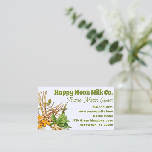 Herbalist Herb Design Visitekaartjes (Staand voorkant)