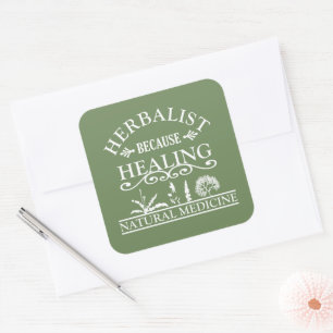 Herbalist natuurlijke geneeskunde soorten kruiden vierkante sticker