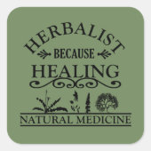 Herbalist natuurlijke geneeskunde soorten kruiden vierkante sticker (Voorkant)