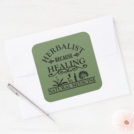 Herbalist natuurlijke geneeskunde soorten kruiden vierkante sticker (Envelop)