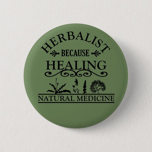 herbalist omdat genezing ronde button 5,7 cm (Voorkant)