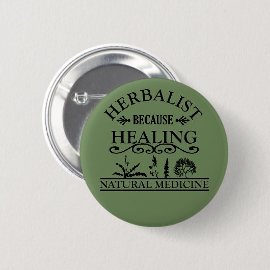 herbalist omdat genezing ronde button 5,7 cm (Voorkant /achterkant)