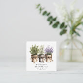 Herbalist Planten Waterverf Vierkante Visitekaartje (Staand voorkant)
