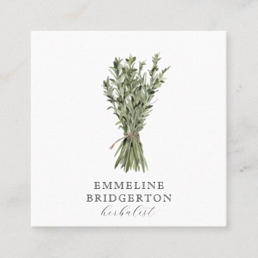 Herbalist Planten Waterverf Vierkante Visitekaartje (Voorkant)