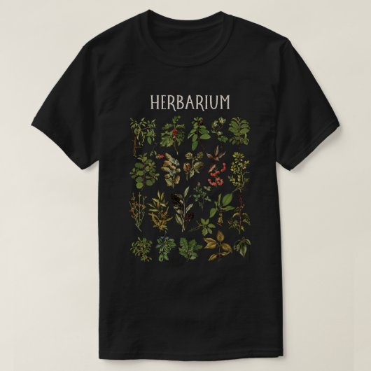  Herbarium Groene Planten Chart T-shirt (Design voorkant)