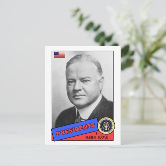 Herbert Hoover Baseball Card Briefkaart (Staand voorkant)