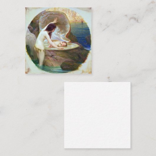 Herbert James Draper - A Water Baby 1900 Vierkante Visitekaartje (Voorkant / Achterkant)