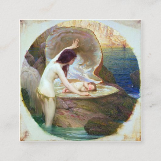 Herbert James Draper - A Water Baby 1900 Vierkante Visitekaartje (Voorkant)