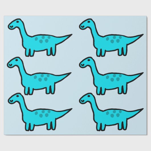 Herbert the Blue Dinosaur Wrapping Paper Cadeaupapier (Vlak)