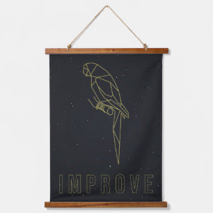 Herbevestiging poster origami parrot. hangend wandkleed