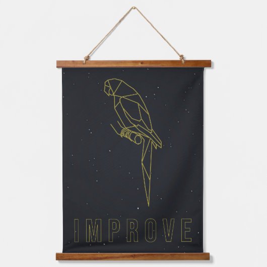 Herbevestiging poster origami parrot. hangend wandkleed (Voorkant)