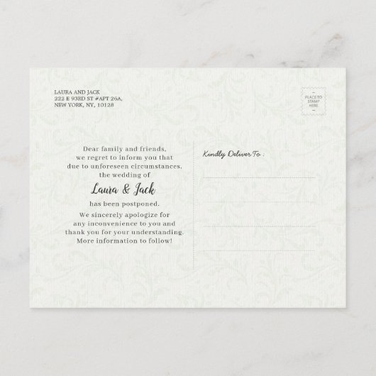 Herbewaar de Date Wedding Postponement Sunflower Aankondigingskaart (Achterkant)