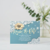 Herbewaar de Date Wedding Postponement Sunflower Aankondigingskaart (Staand voorkant)