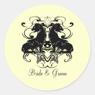 Herbewerking van Vintage Leeuwen met Krullen Ronde Sticker