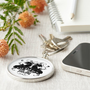 Herbewerking van vintage leeuwen met krullen sleutelhanger
