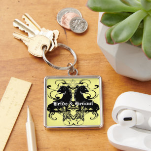 Herbewerking van vintage leeuwen met krullen sleutelhanger
