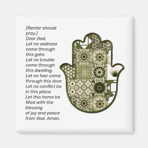Herbezoek Vierkant Khamsa Handmagneet 2 Huurder Magneet