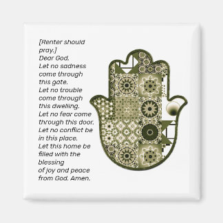 Herbezoek Vierkant Khamsa Handmagneet 2 Huurder Magneet