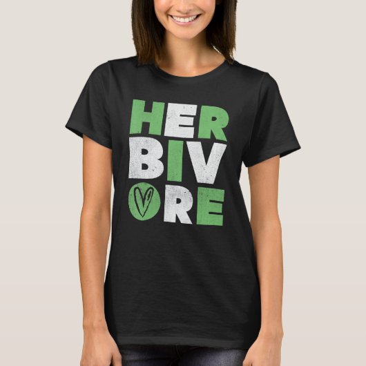 Herbivore Powered by plants Vegan Veganism Vegetar T-shirt (Voorkant)