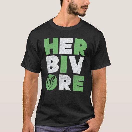Herbivore Powered by plants Vegan Veganism Vegetar T-shirt (Voorkant)