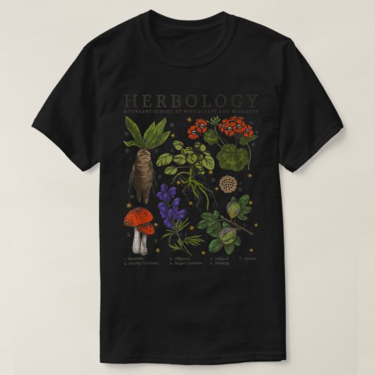 Herbologie Planten  stijl leerboek T-shirt (Design voorkant)