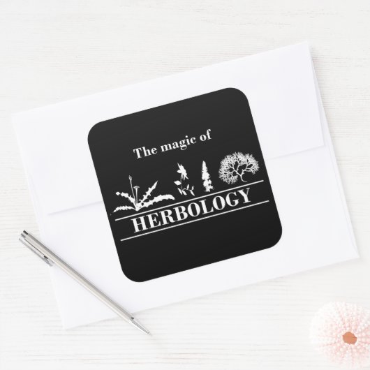herbologie vierkante sticker (Envelop)
