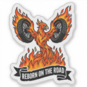 Herboren op de Weg Biker Phoenix Motorfiets Sticker (Voorkant)