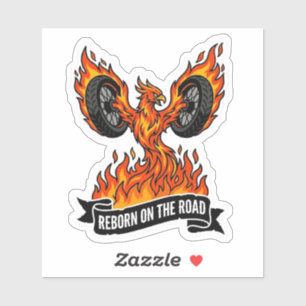 Herboren op de Weg Biker Phoenix Motorfiets Sticker
