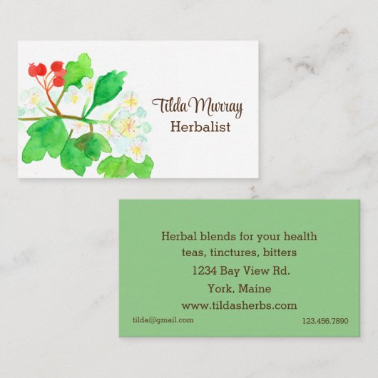 Herboriste Hawthorn Plant Bessen Bloemen Kruiden Visitekaartje (Voorkant / Achterkant)