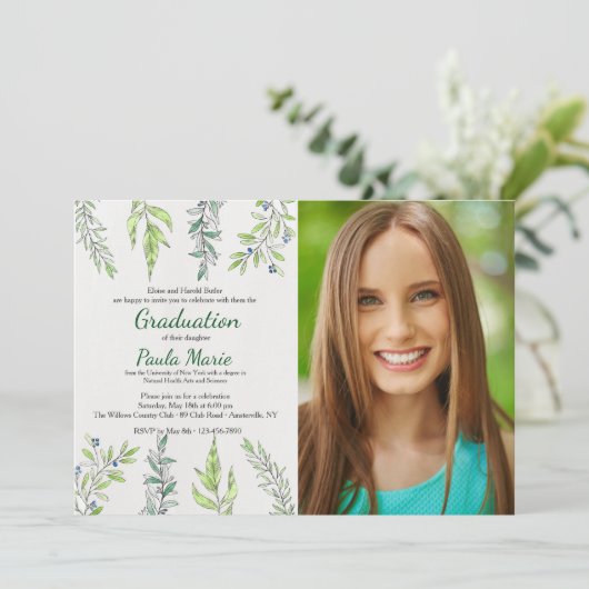 Herboristen Foto Afstuderen Uitnodiging (Staand voorkant)