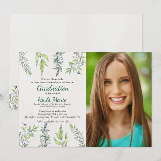 Herboristen Foto Afstuderen Uitnodiging (Voorkant / Achterkant)