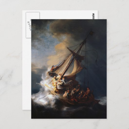 Herbrandt het Storm op het Zee van Galilea Briefkaart (Voorkant / Achterkant)