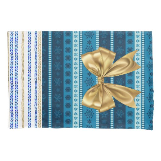 Herbruikbaar Hanukkah Gift Wrap - Bag Blue en Whit Kussensloop (Voorkant)