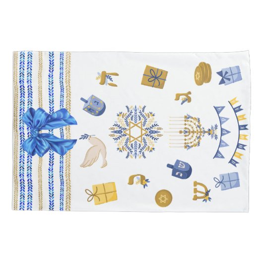 Herbruikbaar Hanukkah Gift Wrap - Bag Blue en Whit Kussensloop (Achterkant)