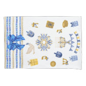 Herbruikbaar Hanukkah Gift Wrap - Bag Blue en Whit Kussensloop (Voorkant)