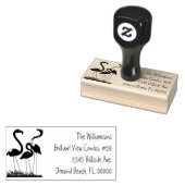 Herbruikbaar retouradres met flamingo's op het gaz rubberstempel (Gestempeld)