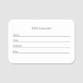 Herbruikbare Art Gallery Exhibition Label Sjabloon Naamplaatje (Voorkant)