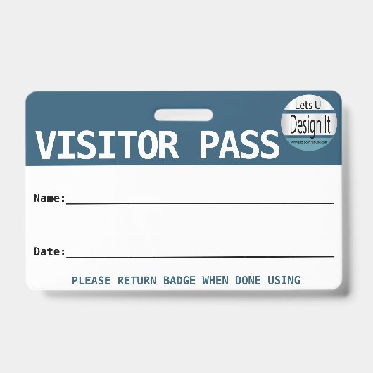 Herbruikbare bezoekerspas / Hall pass met Logo Badge (Front)