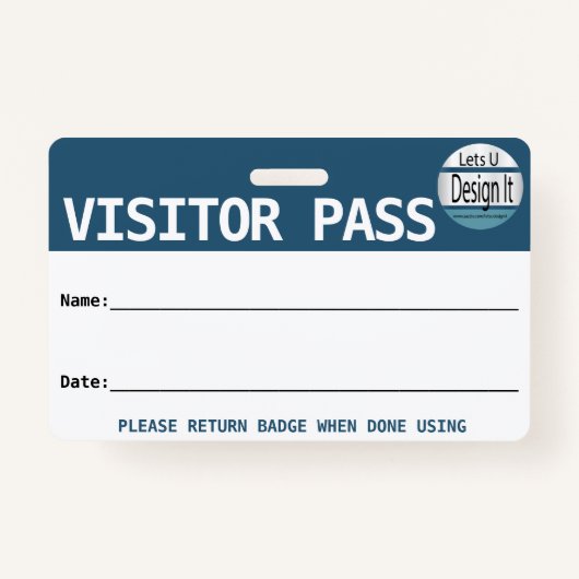 Herbruikbare bezoekerspas / Hall pass met Logo Badge (Voorkant)