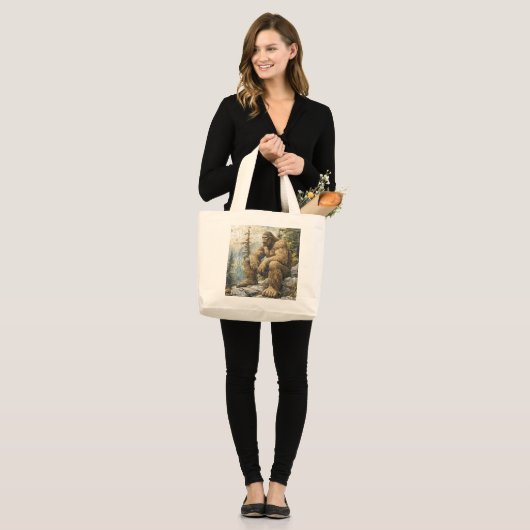 Herbruikbare Bigfoot Grote Tote Bag (Voorkant (model))