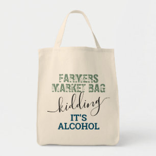 Herbruikbare boerenmarkt die alleen alcohol verkoo tote bag