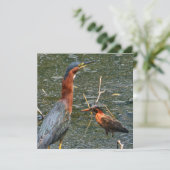 Herbruikbare Boodschappentas Groen Reiger Save The Date (Staand voorkant)